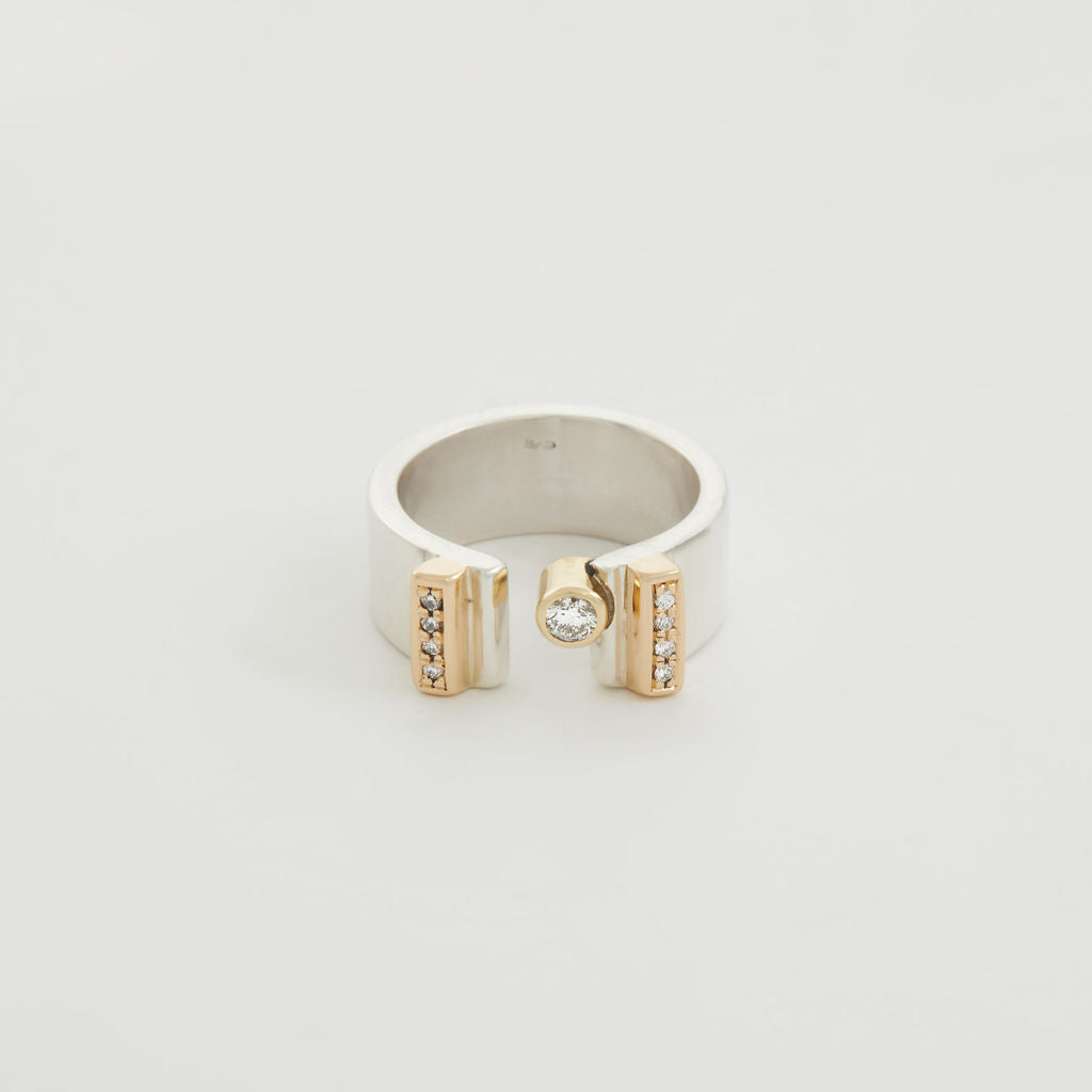 Gold And Silver Split Ring With Diamonds