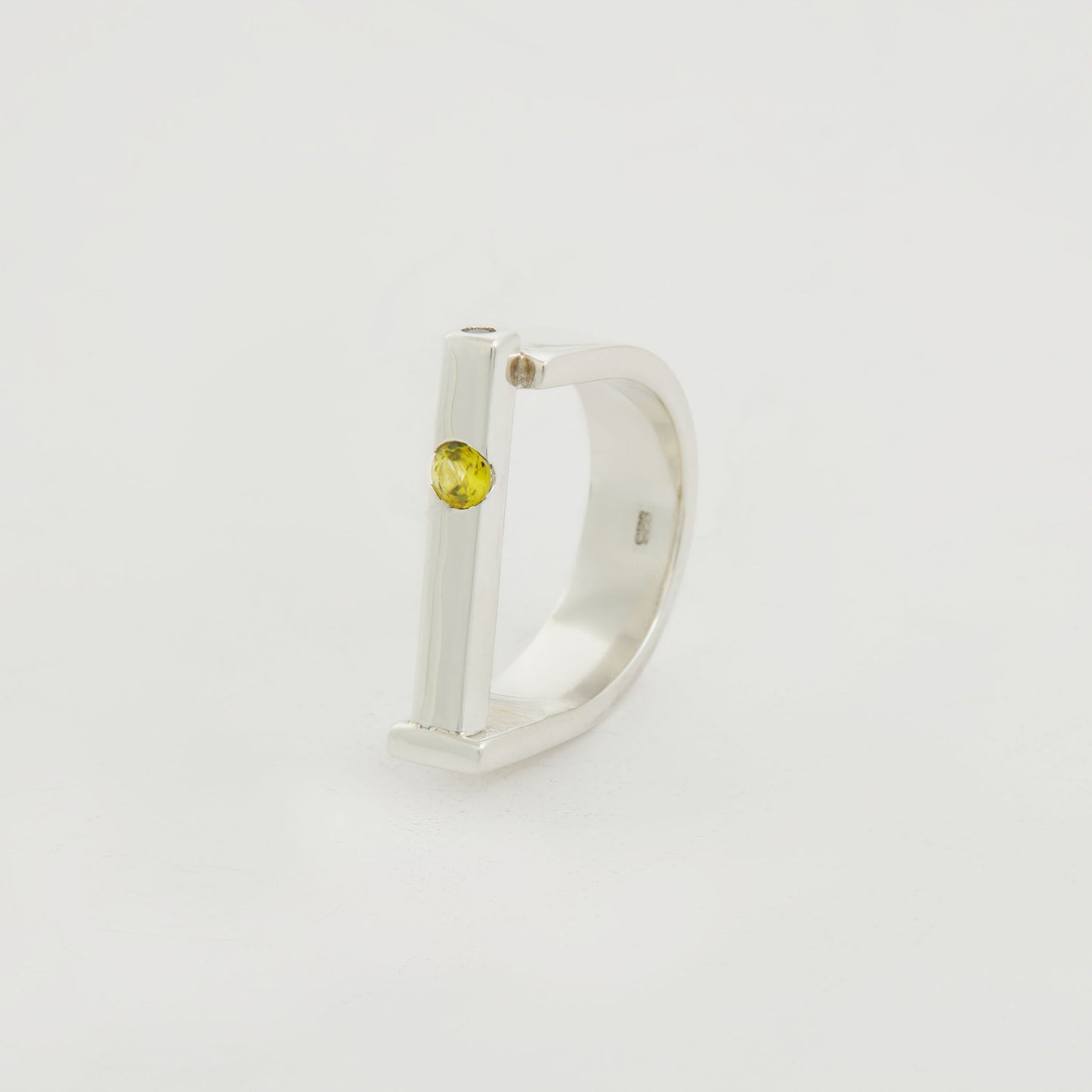 Silver Bridge Ring With Green Peridot