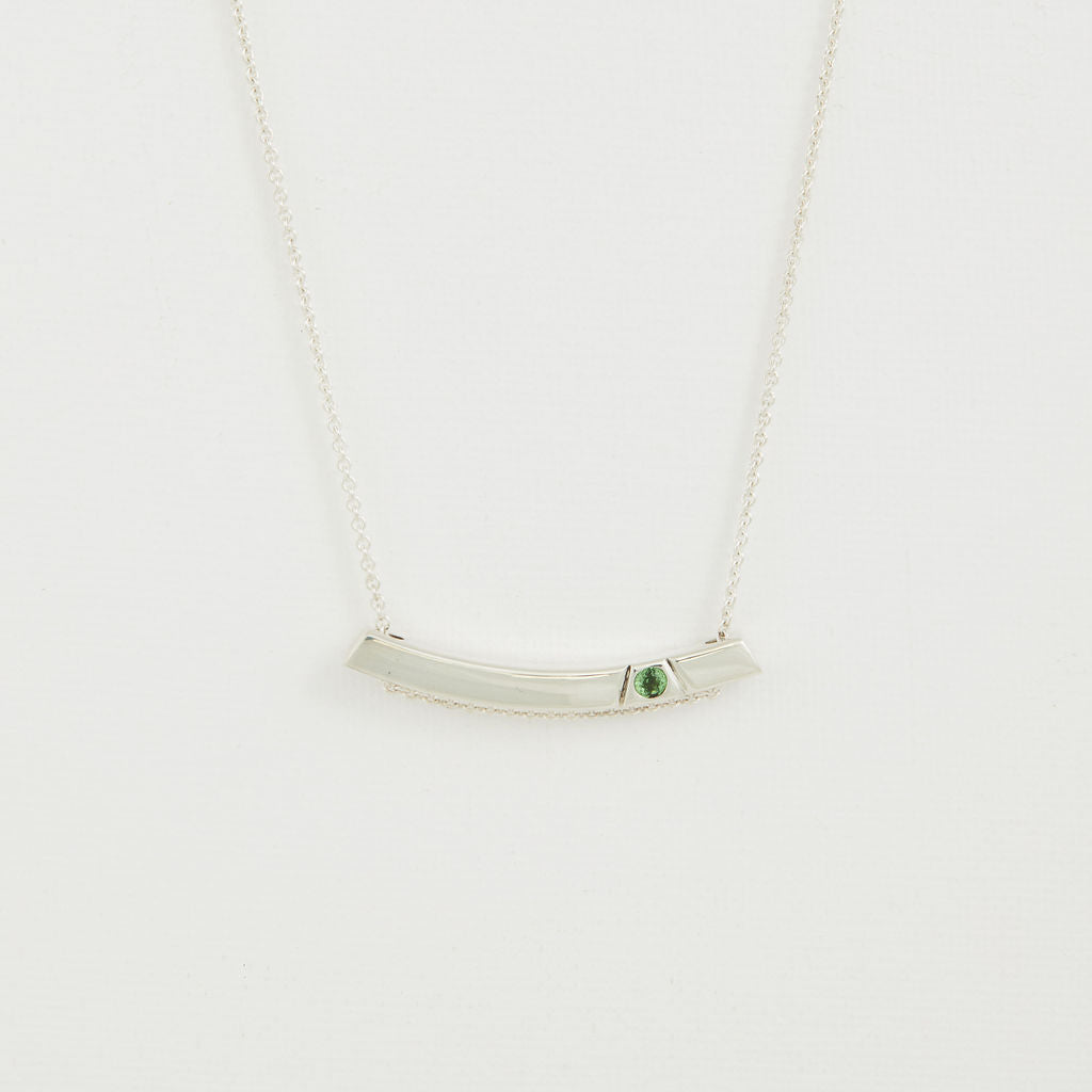 Silver Pendant With Green Tourmaline Stone