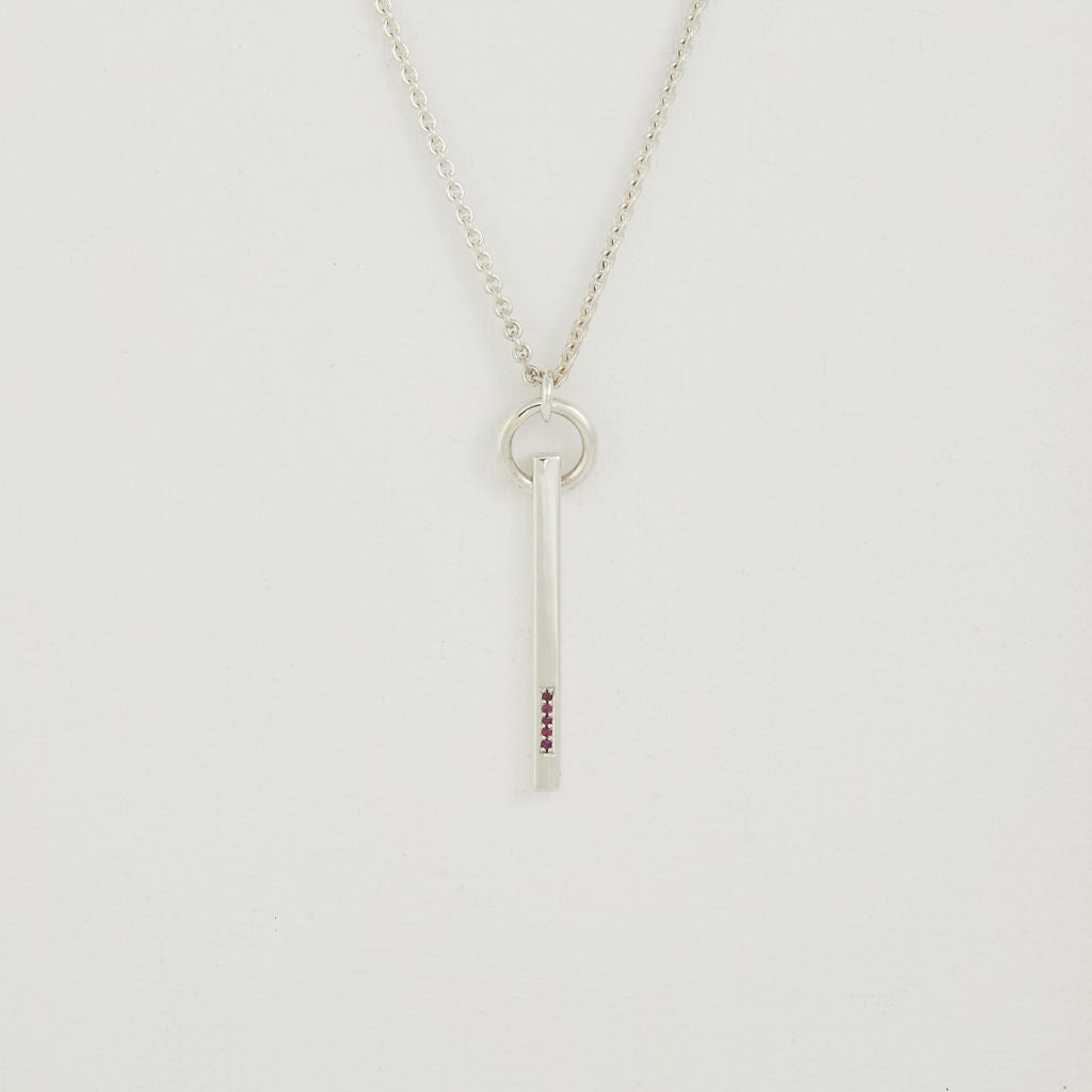 Silver Pendant With Rubies
