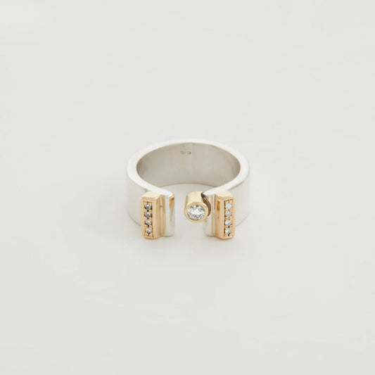 Gold And Silver Split Ring With Diamonds