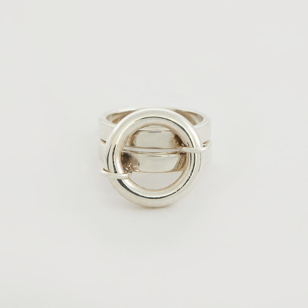 Contemporary Silver Ring With A Link