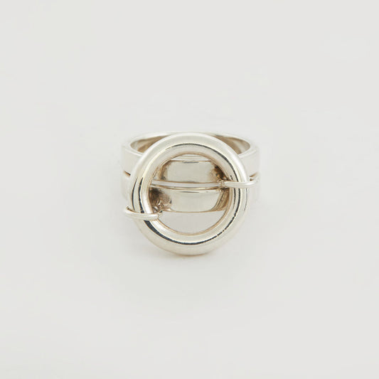 Contemporary Silver Ring With A Link
