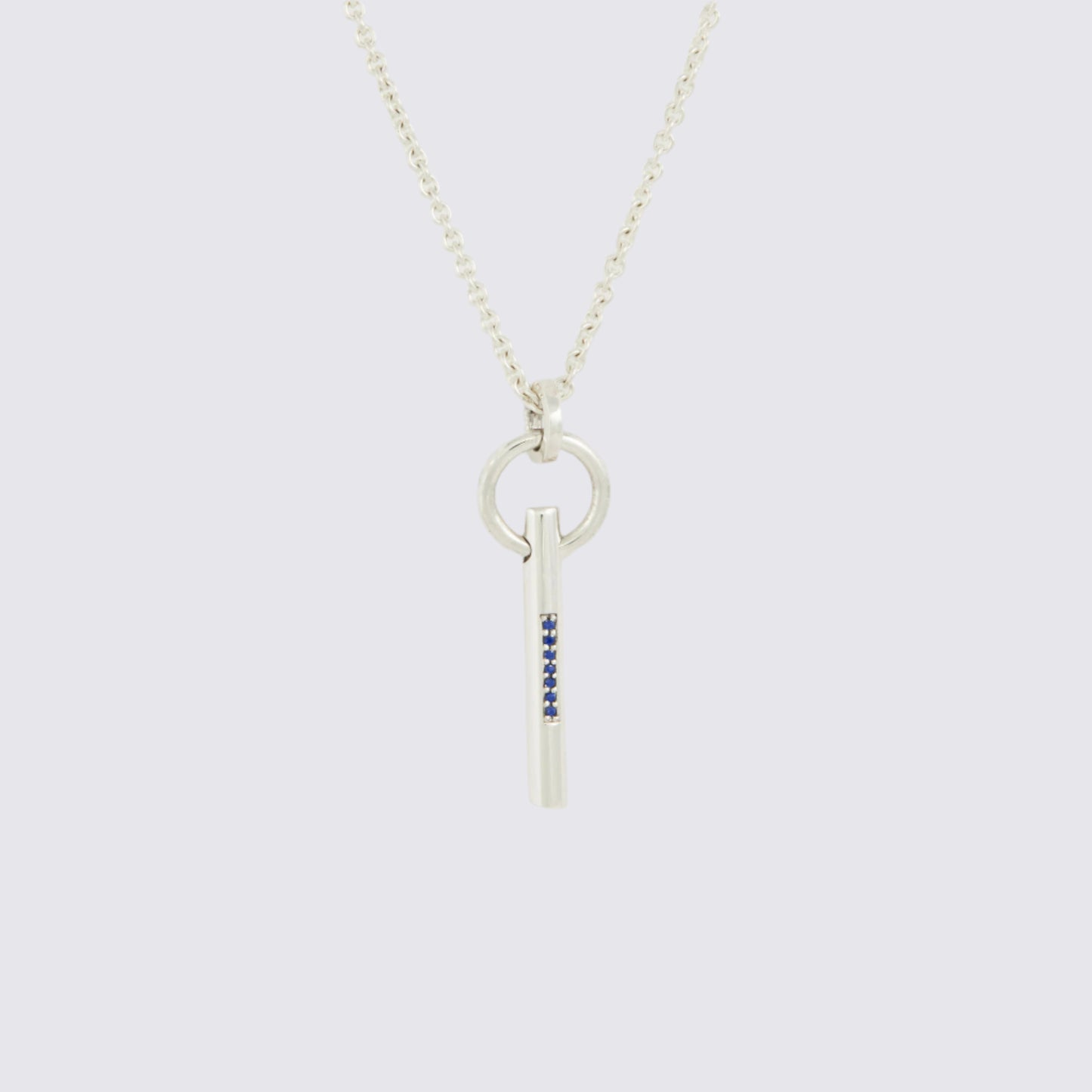 Elegant Silver Pendant With 7 Pave Set Blue Sapphires