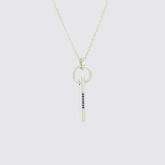 Elegant Silver Pendant With 7 Pave Set Blue Sapphires