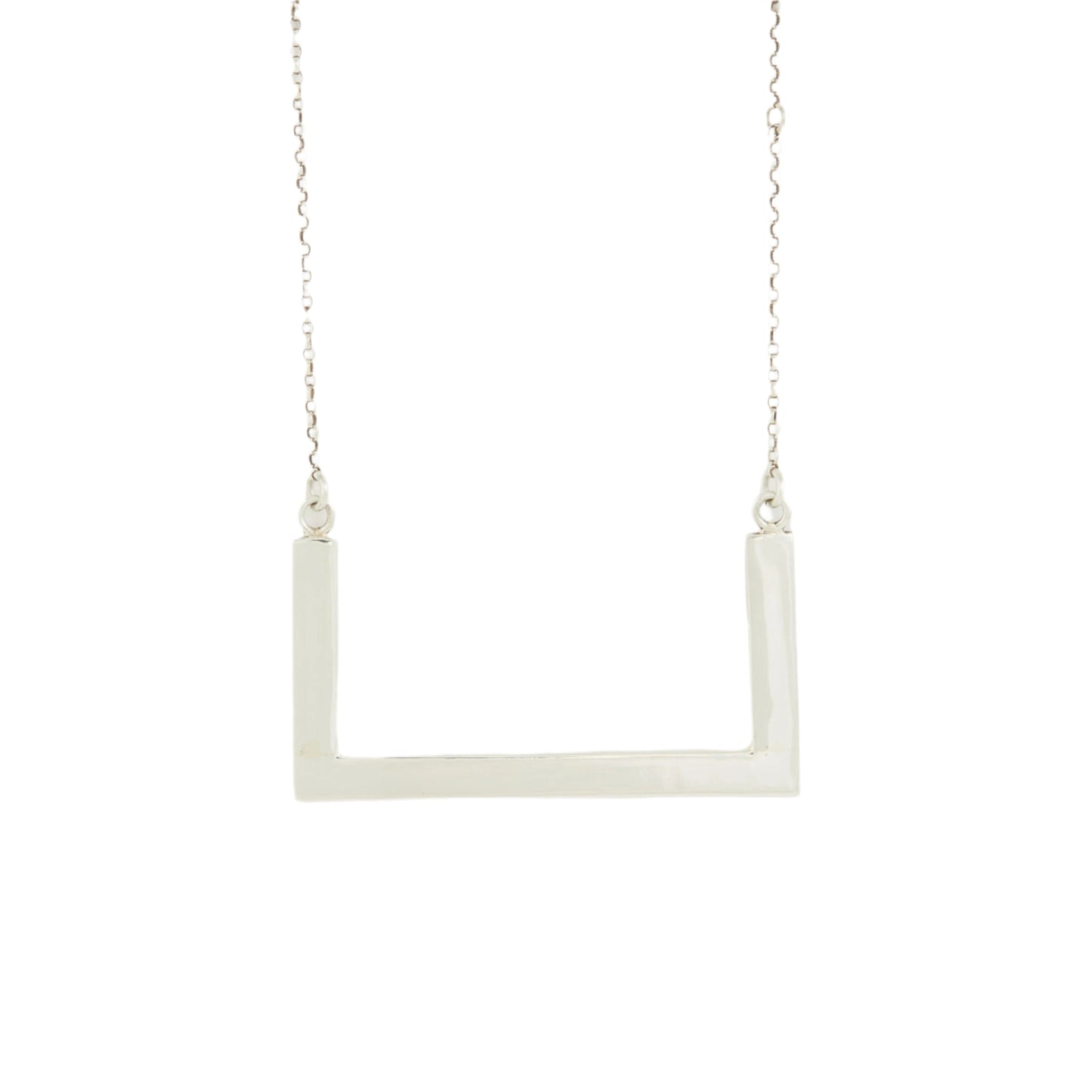 Contemporary Silver Necklace with Silver Link Chain