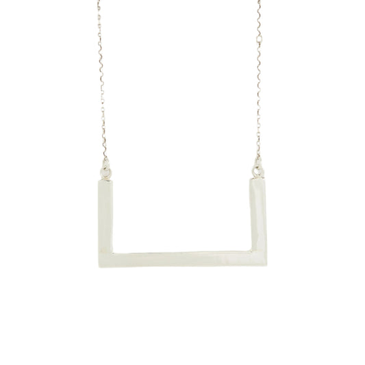 Contemporary Silver Necklace with Silver Link Chain