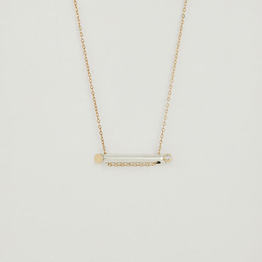 Silver And Gold Pendant With Diamond And Gold Chain