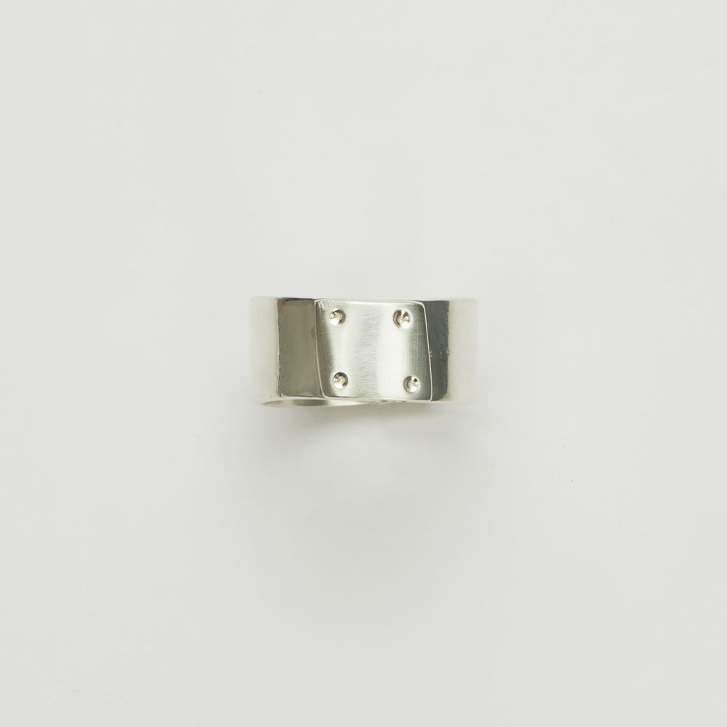 Contemporary Riveted Gents Silver Ring