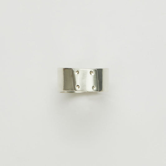 Contemporary Riveted Gents Silver Ring
